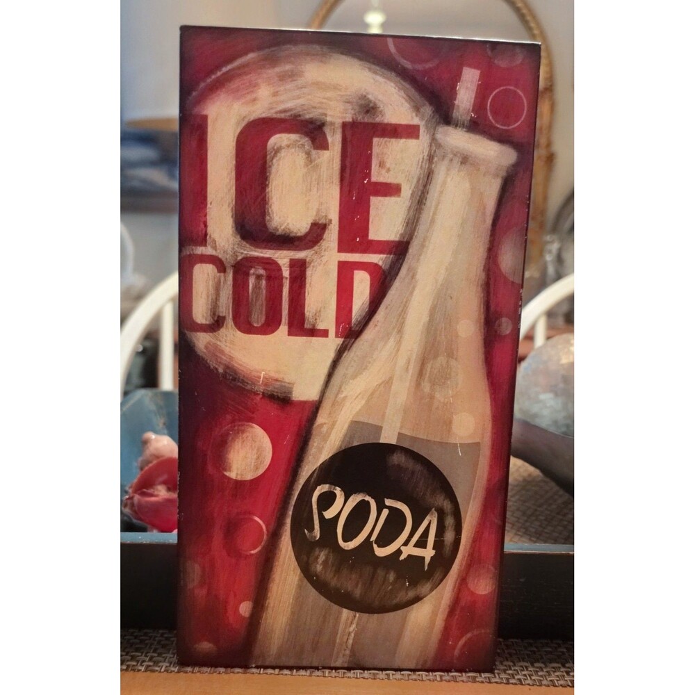 Ice Cold Soda Wooden Decorative Block / Sign – Vintage-Style Bottle Art